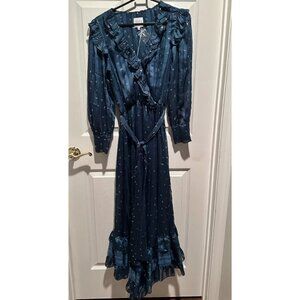 Misa Gabriella Teal Ruffle Midi Dress – Size XS